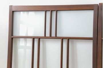 昭和レトロ　すりガラス入り!変わり型ガラス戸2枚セット(建具・引き戸)