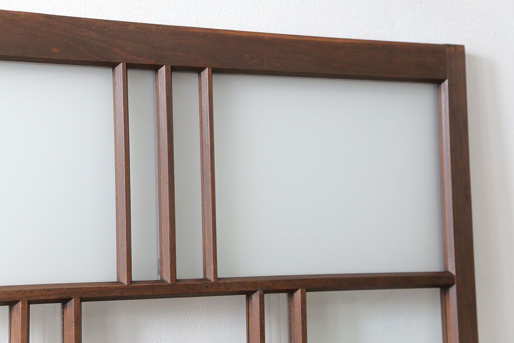 昭和レトロ　すりガラス入り!変わり型ガラス戸2枚セット(建具・引き戸)