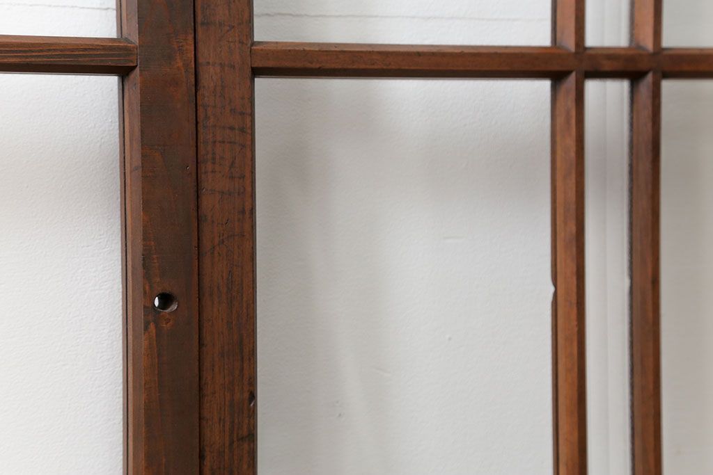 昭和レトロ　すりガラス入り!変わり型ガラス戸2枚セット(建具・引き戸)