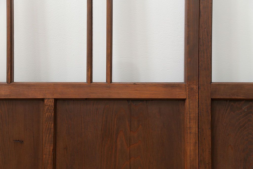 昭和レトロ　すりガラス入り!変わり型ガラス戸2枚セット(建具・引き戸)