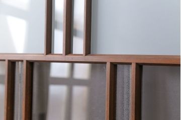 昭和レトロ　すりガラス入り!変わり型ガラス戸2枚セット(建具・引き戸)