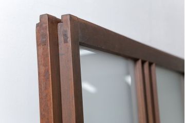 昭和レトロ　すりガラス入り!変わり型ガラス戸2枚セット(建具・引き戸)