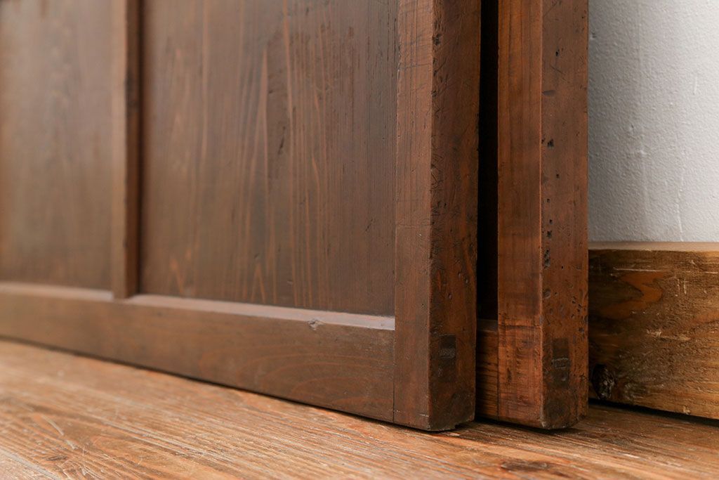 昭和レトロ　すりガラス入り!変わり型ガラス戸2枚セット(建具・引き戸)