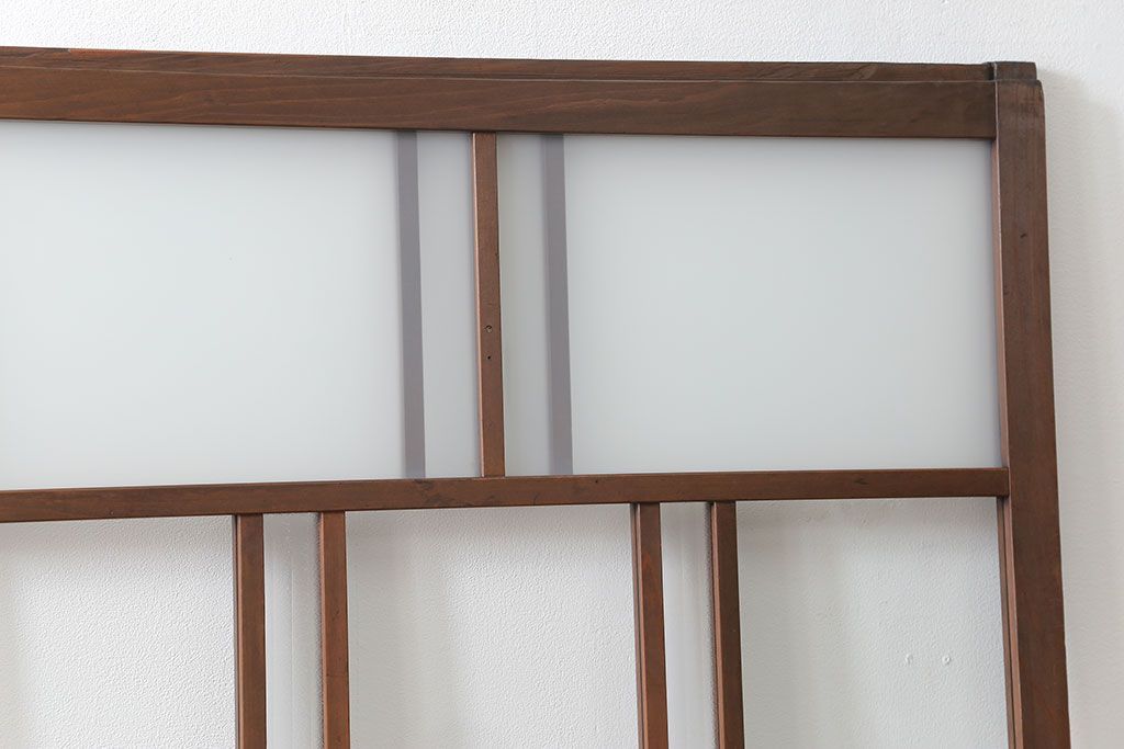 昭和レトロ　すりガラス入り!変わり型ガラス戸2枚セット(建具・引き戸)