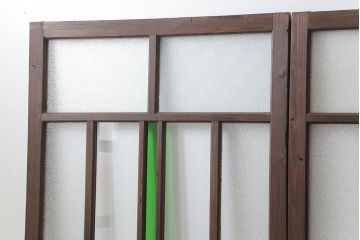 古民具・骨董　大正ロマン　 太い框組みの色ガラス入り引き戸　2枚セット(ガラス戸、建具)