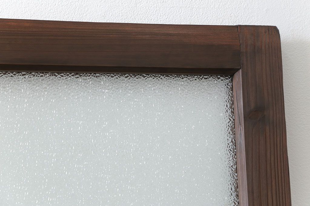 古民具・骨董　大正ロマン　 太い框組みの色ガラス入り引き戸　2枚セット(ガラス戸、建具)