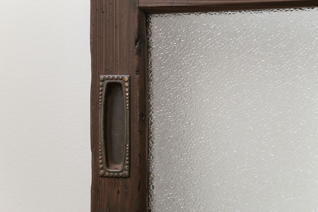 古民具・骨董　大正ロマン　 太い框組みの色ガラス入り引き戸　2枚セット(ガラス戸、建具)