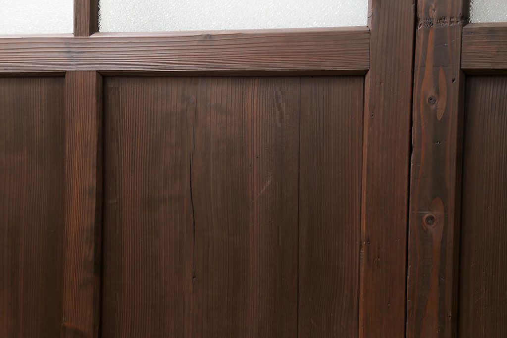 古民具・骨董　大正ロマン　 太い框組みの色ガラス入り引き戸　2枚セット(ガラス戸、建具)