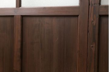 古民具・骨董　大正ロマン　 太い框組みの色ガラス入り引き戸　2枚セット(ガラス戸、建具)