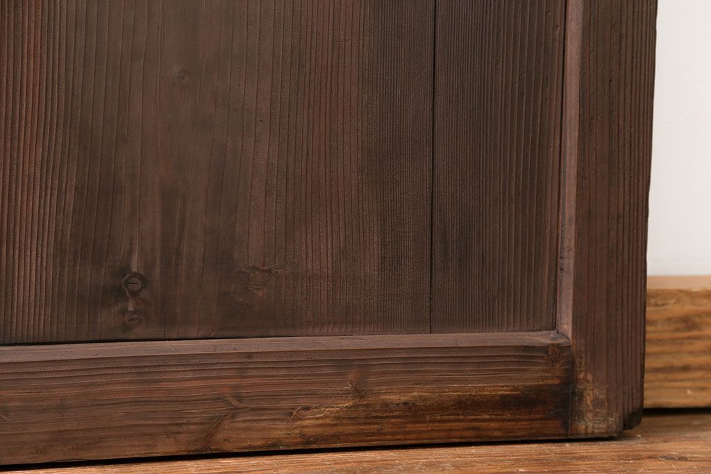 古民具・骨董　大正ロマン　 太い框組みの色ガラス入り引き戸　2枚セット(ガラス戸、建具)