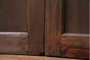 古民具・骨董　大正ロマン　 太い框組みの色ガラス入り引き戸　2枚セット(ガラス戸、建具)