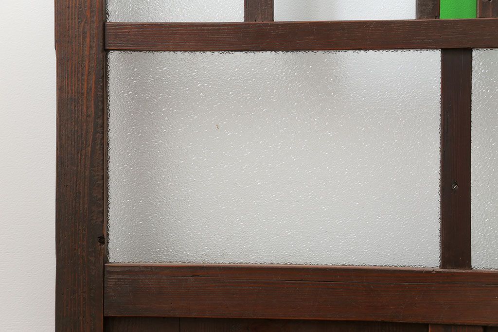 古民具・骨董　大正ロマン　 太い框組みの色ガラス入り引き戸　2枚セット(ガラス戸、建具)