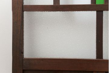 古民具・骨董　大正ロマン　 太い框組みの色ガラス入り引き戸　2枚セット(ガラス戸、建具)