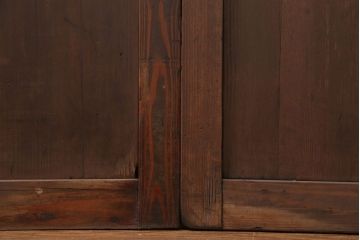 古民具・骨董　大正ロマン　 太い框組みの色ガラス入り引き戸　2枚セット(ガラス戸、建具)