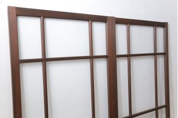 古民具・骨董 上質な作り込みの高級ガラス戸　2枚セット　(建具、引き戸)
