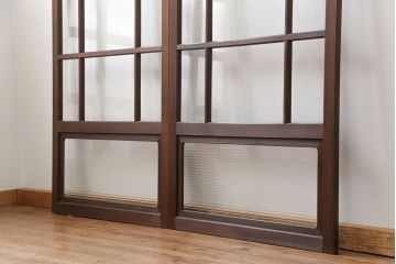 古民具・骨董 上質な作り込みの高級ガラス戸　2枚セット　(建具、引き戸)