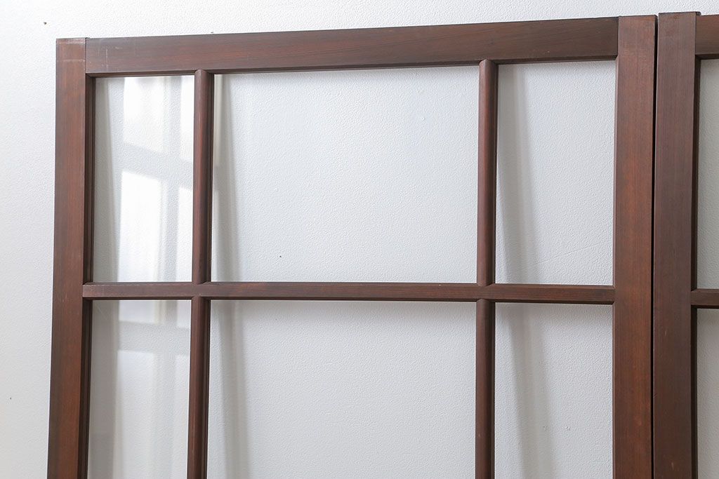 古民具・骨董 上質な作り込みの高級ガラス戸　2枚セット　(建具、引き戸)