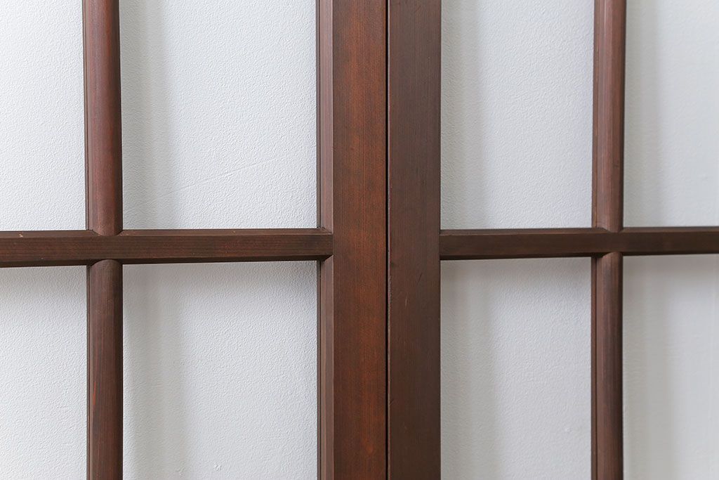 古民具・骨董 上質な作り込みの高級ガラス戸　2枚セット　(建具、引き戸)