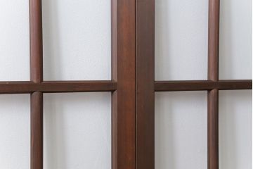 古民具・骨董 上質な作り込みの高級ガラス戸　2枚セット　(建具、引き戸)