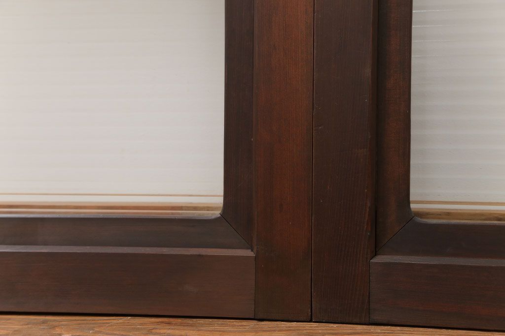 古民具・骨董 上質な作り込みの高級ガラス戸　2枚セット　(建具、引き戸)