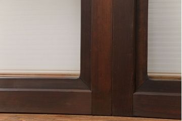 古民具・骨董 上質な作り込みの高級ガラス戸　2枚セット　(建具、引き戸)