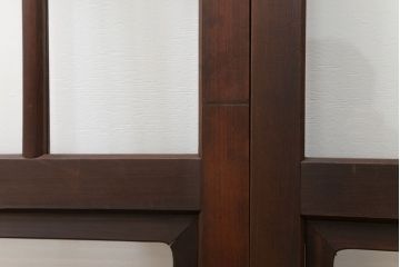 古民具・骨董 上質な作り込みの高級ガラス戸　2枚セット　(建具、引き戸)