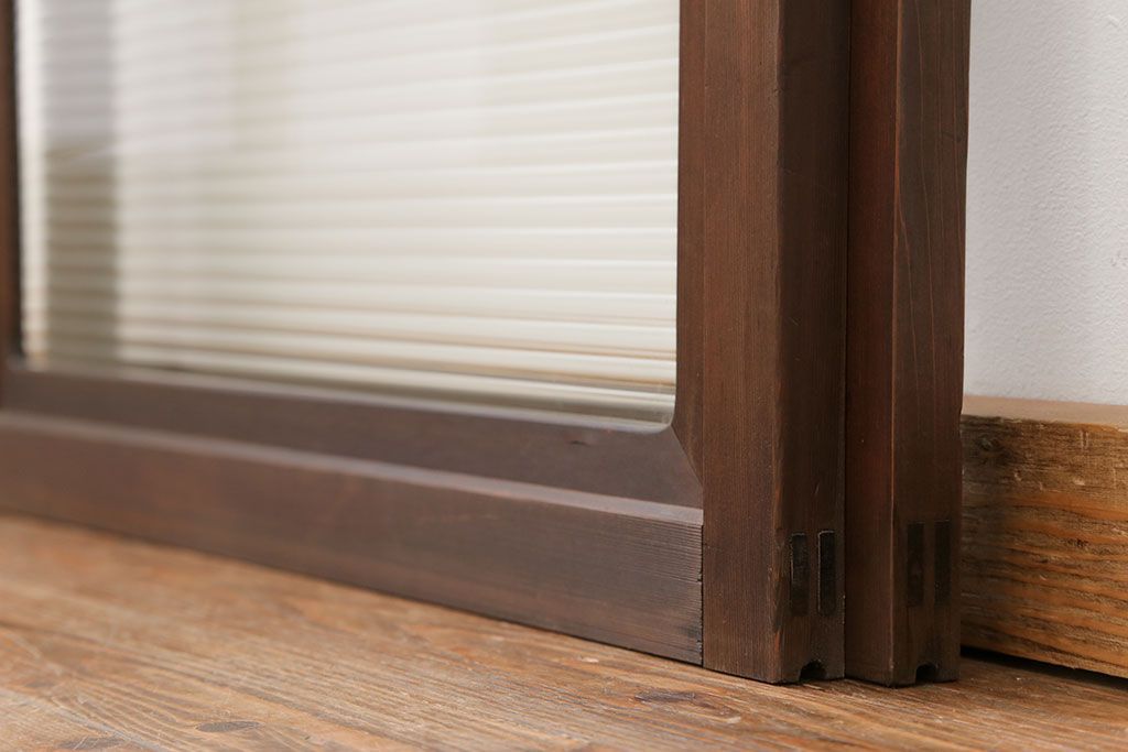 古民具・骨董 上質な作り込みの高級ガラス戸　2枚セット　(建具、引き戸)