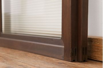 古民具・骨董 上質な作り込みの高級ガラス戸　2枚セット　(建具、引き戸)