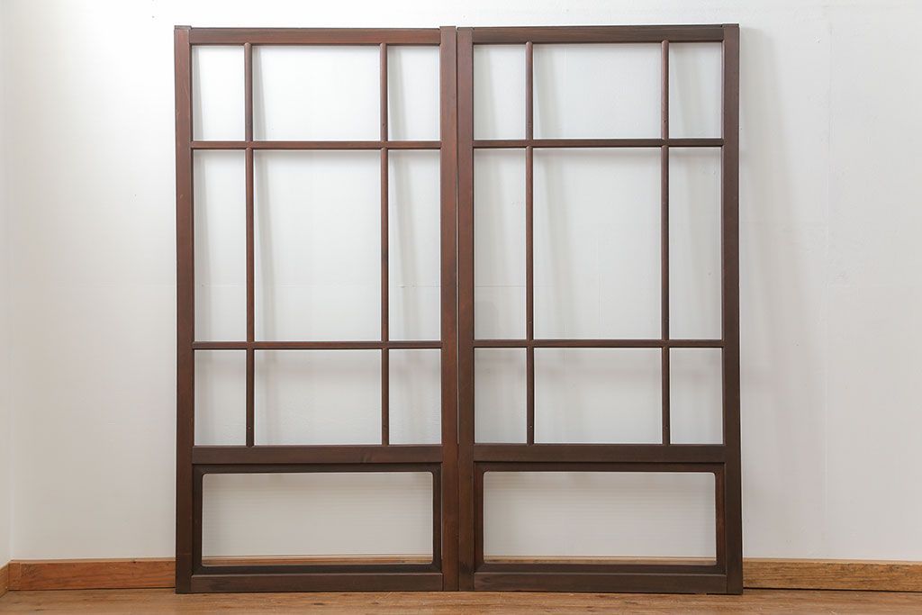古民具・骨董 上質な作り込みの高級ガラス戸　2枚セット　(建具、引き戸)