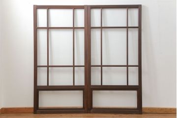 古民具・骨董 上質な作り込みの高級ガラス戸　2枚セット　(建具、引き戸)
