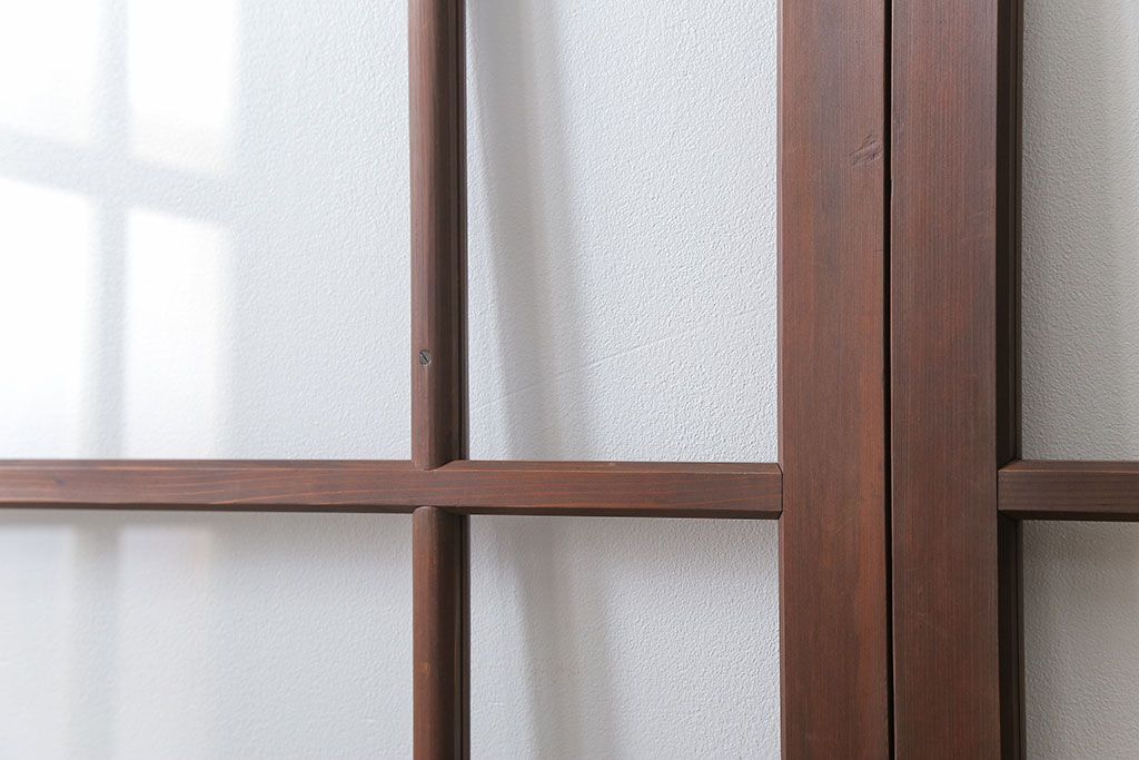 古民具・骨董 上質な作り込みの高級ガラス戸　2枚セット　(建具、引き戸)