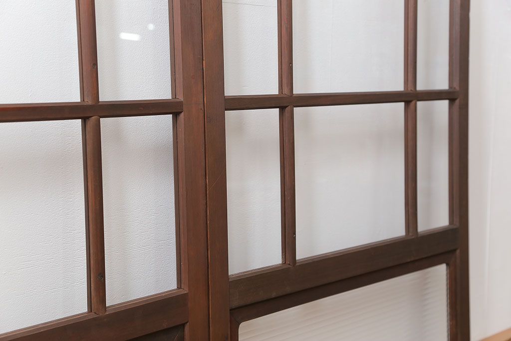 古民具・骨董 上質な作り込みの高級ガラス戸　2枚セット　(建具、引き戸)