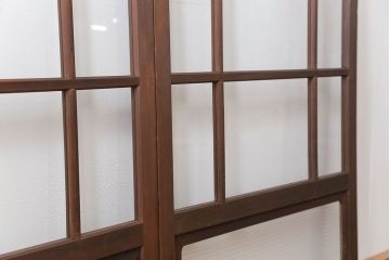 古民具・骨董 上質な作り込みの高級ガラス戸　2枚セット　(建具、引き戸)
