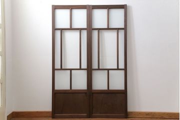 アンティーク 大正ロマン　細身の上質なガラス戸　2枚セット(引き戸)