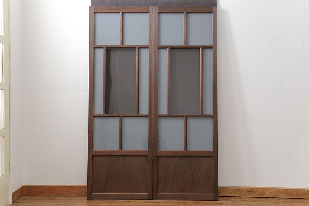 アンティーク 大正ロマン　細身の上質なガラス戸　2枚セット(引き戸)