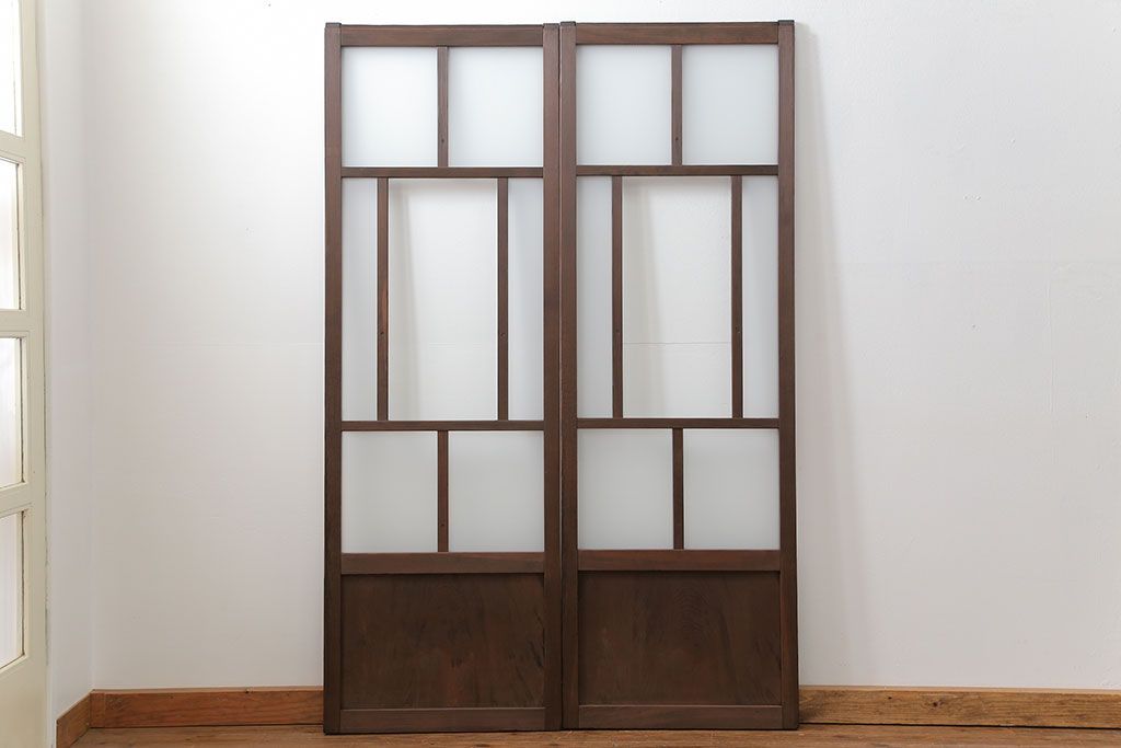 アンティーク 大正ロマン　細身の上質なガラス戸　2枚セット(引き戸)