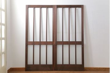 昭和レトロ 背の高いシンプルなガラス戸　2枚セット(引き戸)
