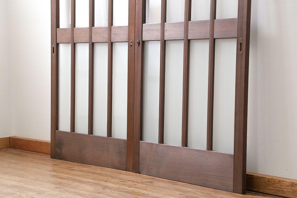 昭和レトロ 背の高いシンプルなガラス戸　2枚セット(引き戸)