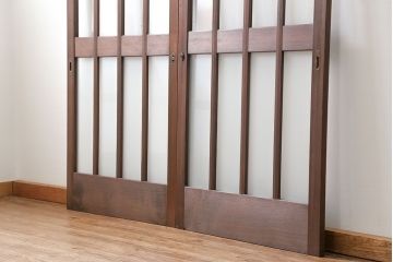 昭和レトロ 背の高いシンプルなガラス戸　2枚セット(引き戸)