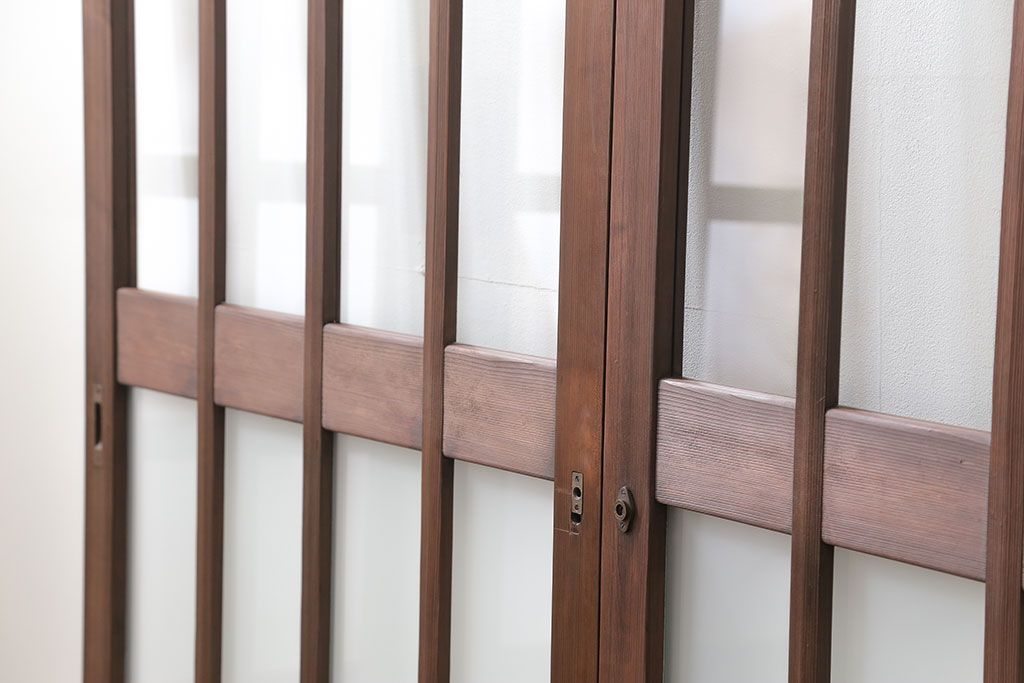 昭和レトロ 背の高いシンプルなガラス戸　2枚セット(引き戸)