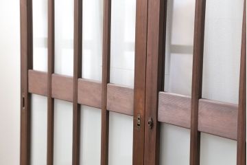 昭和レトロ 背の高いシンプルなガラス戸　2枚セット(引き戸)