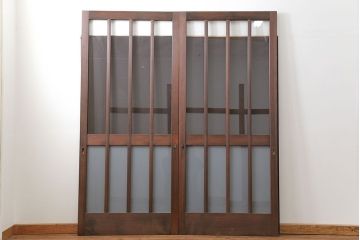 昭和レトロ 背の高いシンプルなガラス戸　2枚セット(引き戸)