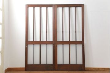 昭和レトロ 背の高いシンプルなガラス戸　2枚セット(引き戸)