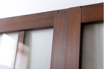 昭和レトロ 背の高いシンプルなガラス戸　2枚セット(引き戸)