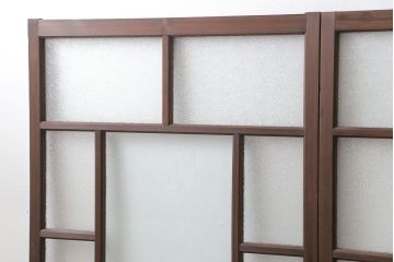 大正ロマン　ダイヤガラスと結霜ガラス!上質なガラス戸(引き戸)2枚