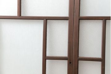 大正ロマン　ダイヤガラスと結霜ガラス!上質なガラス戸(引き戸)2枚