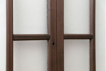 大正ロマン　ダイヤガラスと結霜ガラス!上質なガラス戸(引き戸)2枚