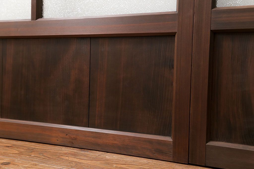 大正ロマン　ダイヤガラスと結霜ガラス!上質なガラス戸(引き戸)2枚