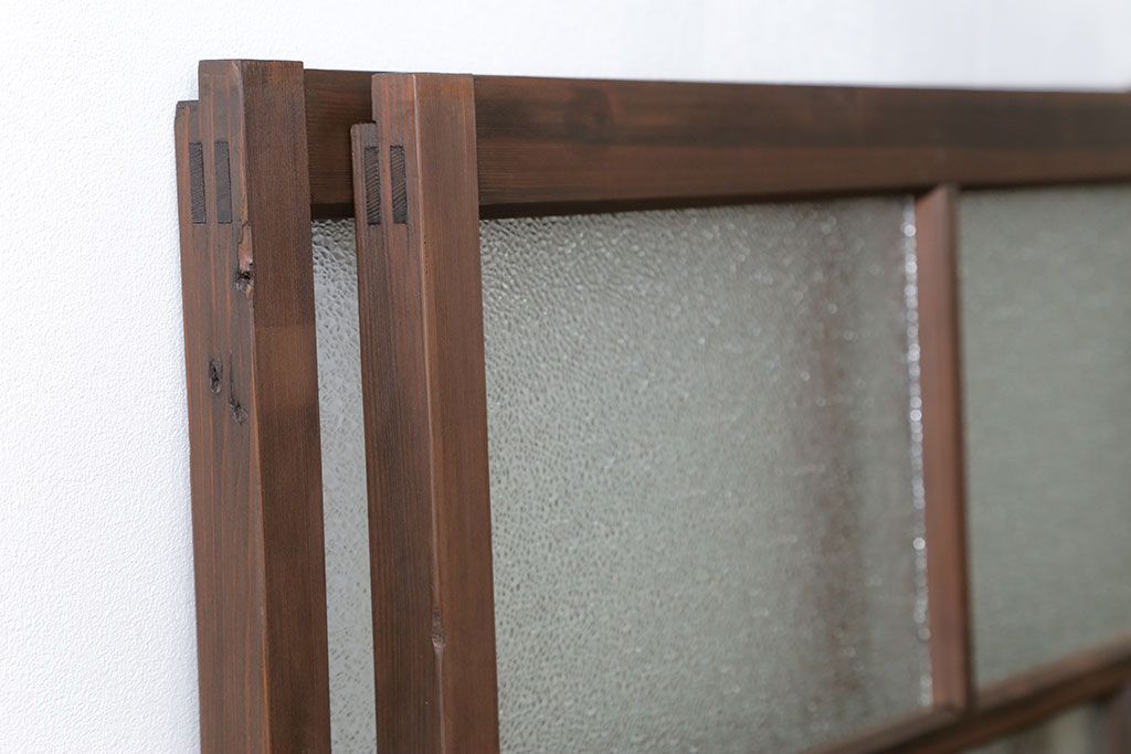 大正ロマン　ダイヤガラスと結霜ガラス!上質なガラス戸(引き戸)2枚