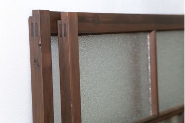 大正ロマン　ダイヤガラスと結霜ガラス!上質なガラス戸(引き戸)2枚